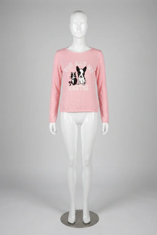 Różowy sweter damski z grafiką You Are My Bestie