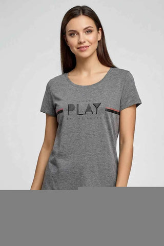 T-shirt damski z nadrukiem - Szary