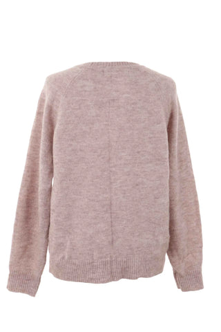 Sweter wełniany z okrągłym dekoltem - Beżowy  44% wełna , 15% alpaka