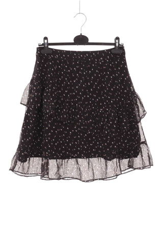 Spódnica mini w kropki z falbanami - Czarna
