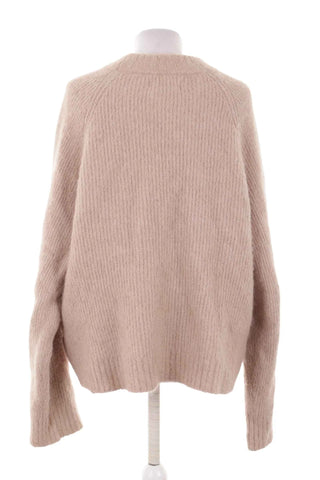 Sweter prążkowany oversize - Beżowy  52% alpaka