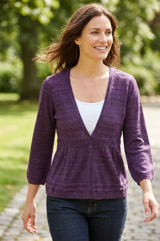Sweter damski rozpinany w serek - Fioletowy