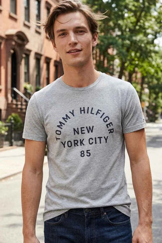 Koszulka męska Tommy Hilfiger z nadrukiem - Szara