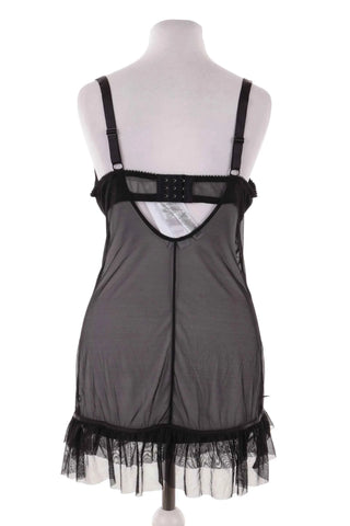 Koszulka nocna koronkowa babydoll - Czarna