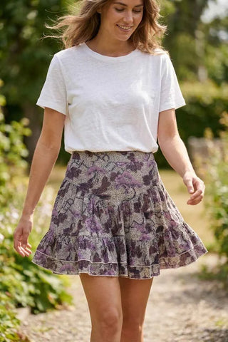 Spódnica Roślinny Wzór Sofie Schnoor - Beżowo-Fioletowa