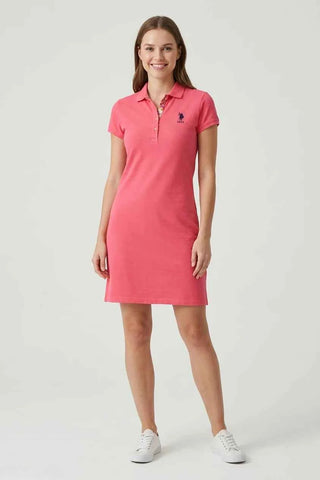 Sukienka polo bawełniana USPA - Różowa