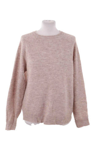 Sweter wełniany z okrągłym dekoltem - Beżowy  44% wełna , 15% alpaka