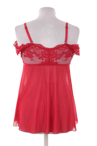 Koszula nocna babydoll koronkowa - Czerwona