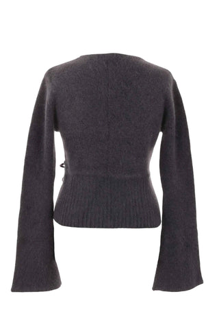 Sweter kopertowy wiązany moherowy - Szary   35% angora 8% wełna