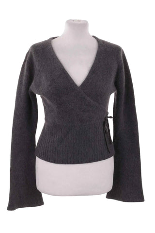 Sweter kopertowy wiązany moherowy - Szary   35% angora 8% wełna