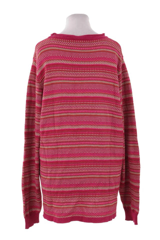 Sweter damski wzorzysty w paski - Różowy