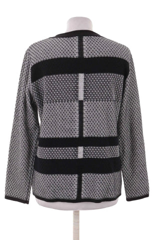 Sweter damski w paski i geometryczne wzory - Czarny