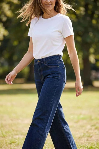 Spodnie jeansowe wide leg Baum und Pferdgarten - Granatowe