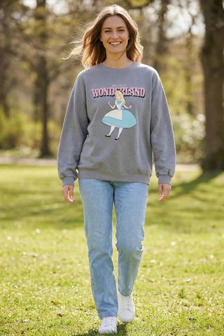 Bluza bawełniana z nadrukiem - Szara