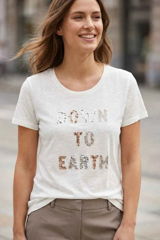 Koszulka damska z cekinami DOWN TO EARTH -