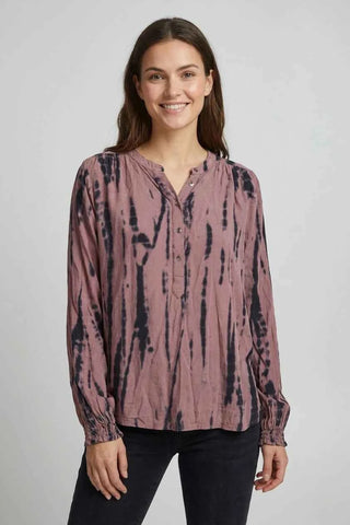 Koszula damska wiskozowa tie-dye - Różowa
