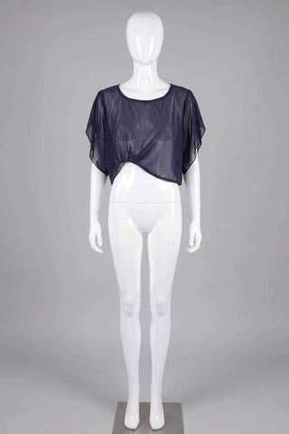 Bluzka crop top prześwitująca - Granatowa