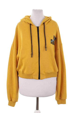Bluza z kapturem krótka rozpinana - Żółta