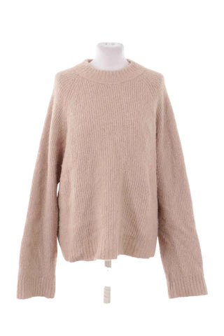 Sweter prążkowany oversize - Beżowy  52% alpaka