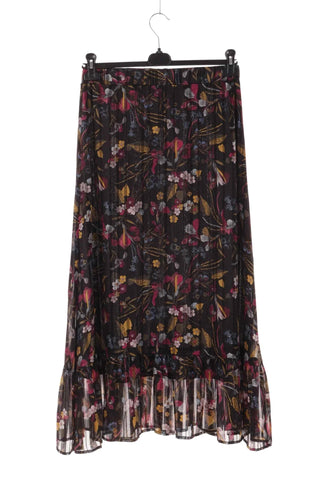 Spódnica maxi plisowana w kwiaty - czarna