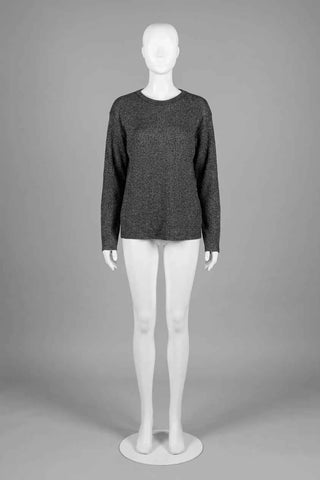 Sweter damski prążkowany z połyskiem - Szary