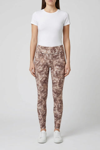Damskie Legginsy w Kwiatowy Wzor - Brazowe