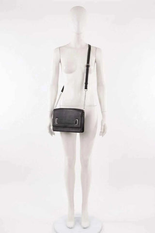 Torebka crossbody skórzana z klapą - Czarna  100% skóra