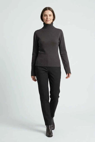 Sweter Damski Golf Dzianinowy - Szary