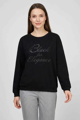Bluza damska z nadrukiem Black for Elegance - Czarna  48% modal