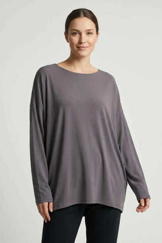 Bluzka damska oversize longsleeve - Szara