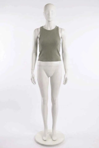 Damski Zielony Crop Top Prążkowany