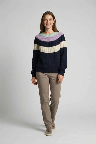 Sweter damski paski dzianinowy  15% wełna