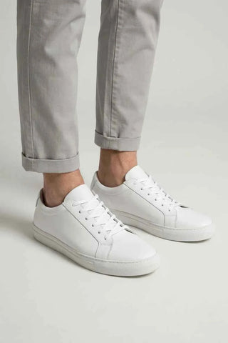 Sneakersy męskie skórzane - Biały  100% skóra