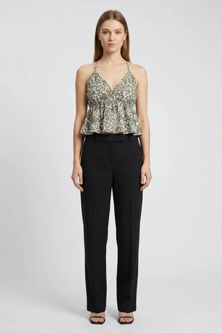 Damski top w kwiaty z dekoltem halter