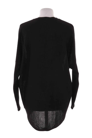 Sweter cienki dzianinowy V-neck - Czarny   50% wełna