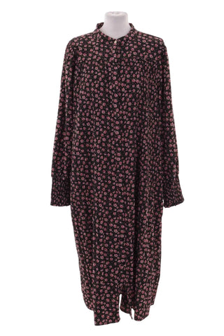 Sukienka koszulowa maxi w kwiaty - Czarna