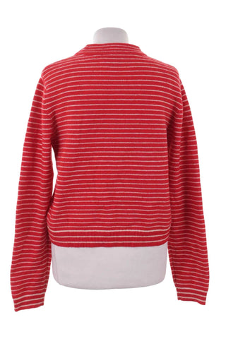 Sweter damski w paski - Czerwono-biały  15% wełna
