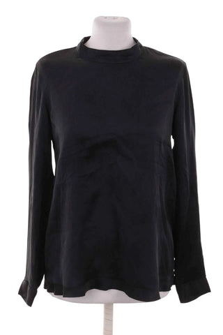 Longsleeve Damski Stójka Gładki - Czarny  93,5% jedwab