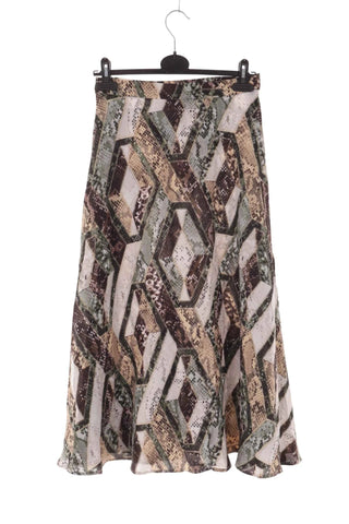 Spódnica maxi w geometryczny wzór zwierzęcy - Beżowa