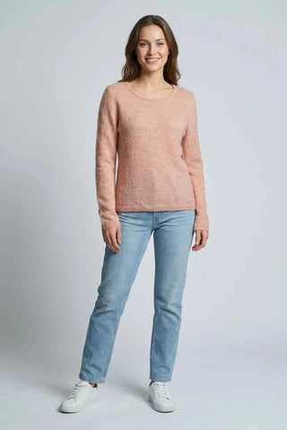 Sweter damski - Różowy  34% moher, 34% wełna