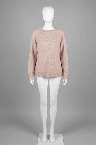 Sweter wełniany z okrągłym dekoltem - Beżowy  44% wełna , 15% alpaka