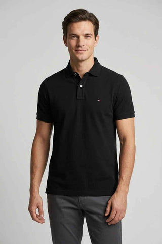 Koszulka polo bawełniana Tommy Hilfiger - Czarna
