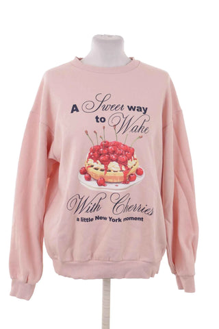 Bluza damska oversize z nadrukiem - Różowa