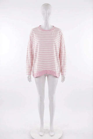 Rozowa Bluza Damska w Paski Oversize
