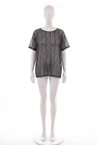 Bluzka koronkowa krótki rękaw - Czarna