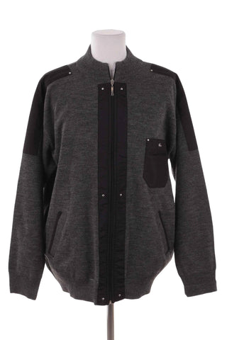 Sweter męski rozpinany   - Szaro-czarny