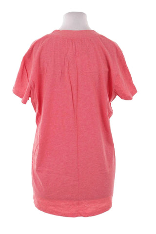 T-shirt bawełniany z dekoltem V - Różowy