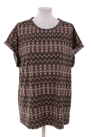 T-shirt damski we wzór geometryczny - Zielony