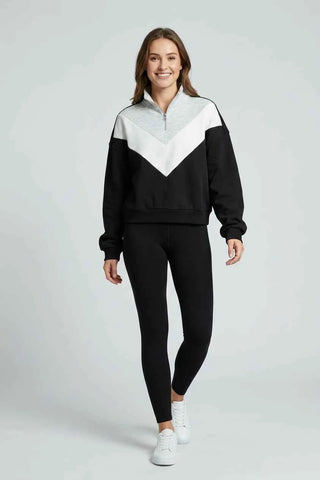 Bluza dresowa oversize colorblock - Czarno-szara