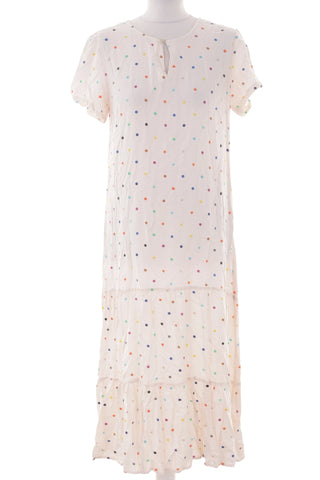 Biala Sukienka Maxi w Kolorowe Kropki